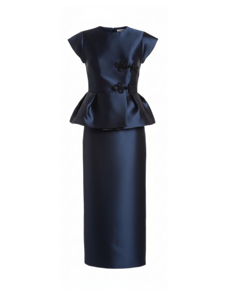 Jacket with ruffles at the waist and oriental style fastenings