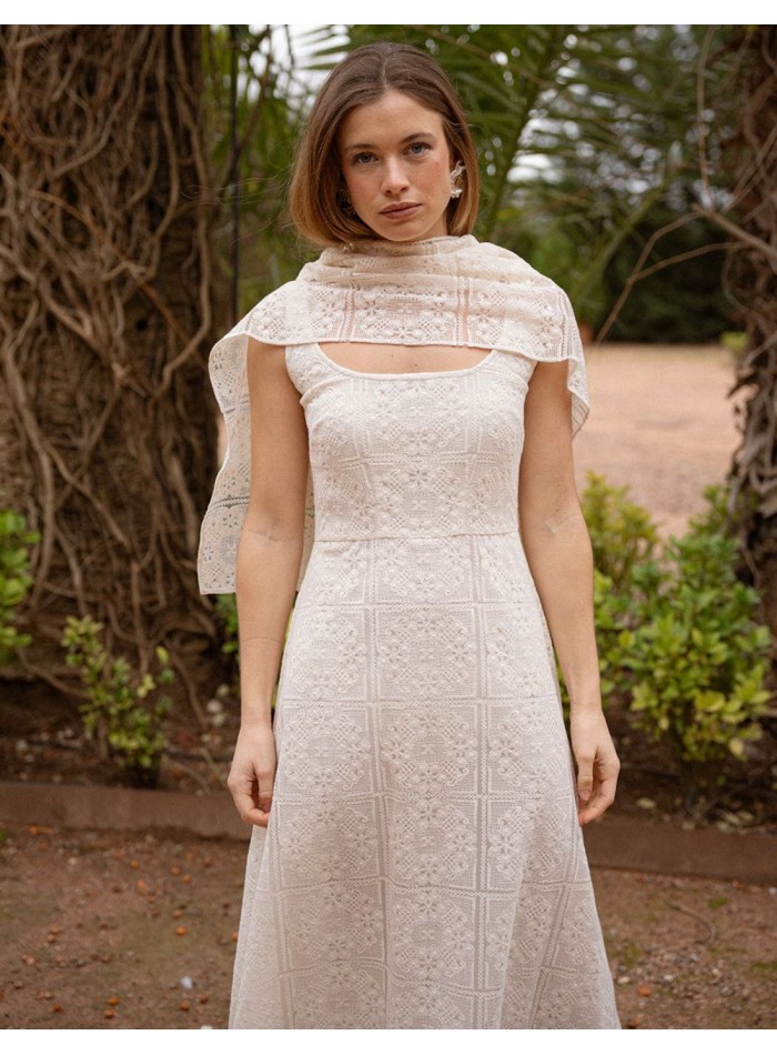 Square white lace shawl