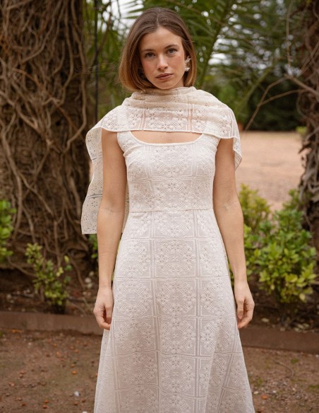 Square white lace shawl