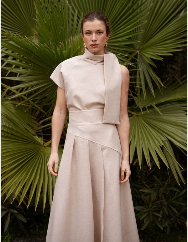 Asymmetrical short sleeve top with lacing