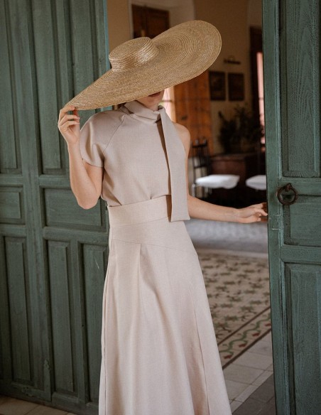 Asymmetrical short sleeve top with lacing