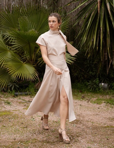 Asymmetrical short sleeve top with lacing