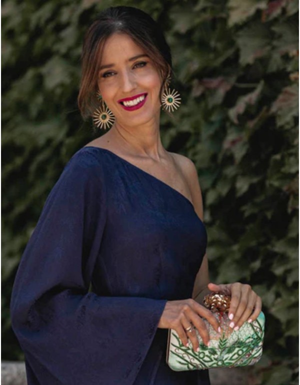 Sac à main vert pour invités avec tissu imprimé et broderie 2