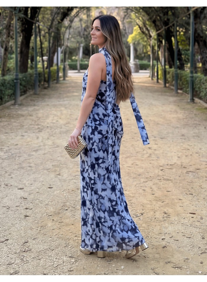 Vestido palabra de honor con estampado floral...