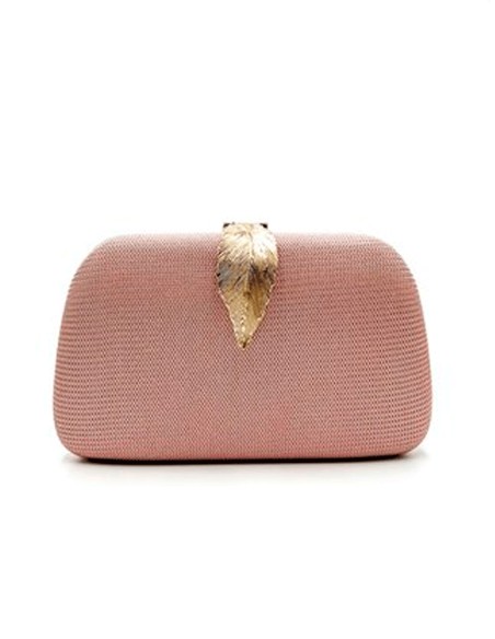 Bolso de Fiesta Rosa con Cierre de Hoja y Acabado Brillante