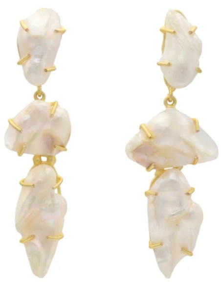 Boucles d'oreilles perles irrégulières avec structure plaquée or