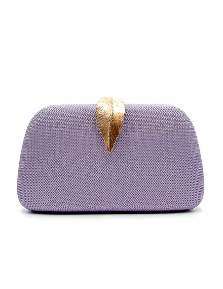 Sac de fête lilas avec fermoir en forme de feuille et design élégant