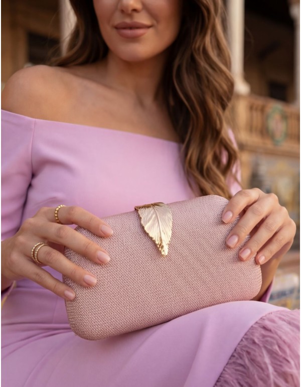 Sac de soirée rose avec fermeture à rabat et finition...