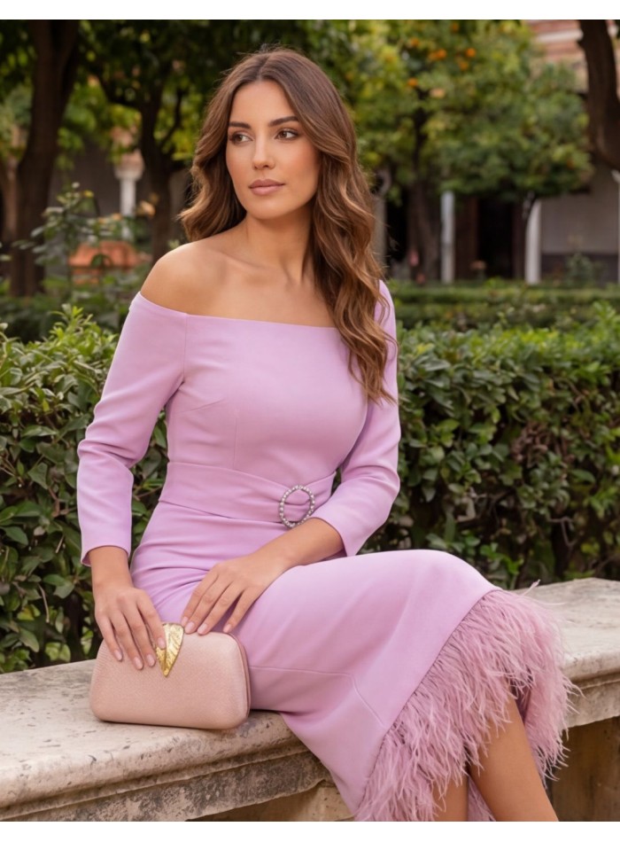 Sac de soirée rose avec fermeture à rabat et...