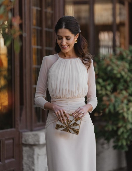 Robe midi avec encolure fermée et manches transparentes - Perfect Guest