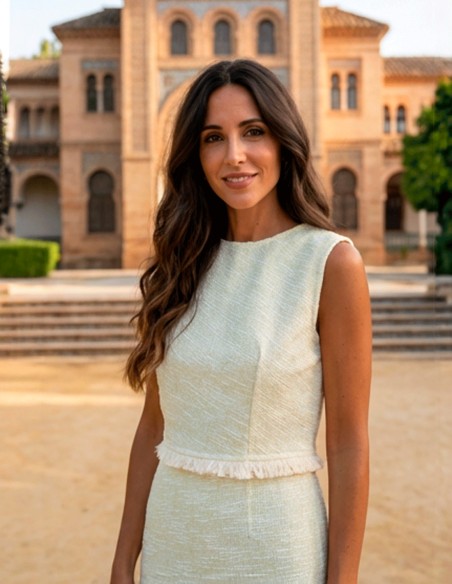 Pastel Green Structured Top and Midi Skirt Set