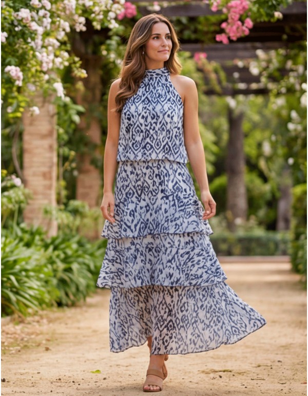 Jupe midi bleu marine et blanc Ensemble d'invités 2