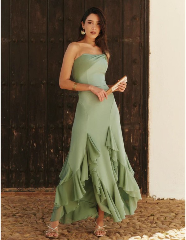 Powdered green top with double asymmetrical... 2