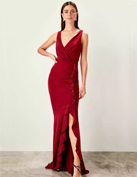 Vestido de fiesta largo con abertura con volante Lauren Lynn London - 2