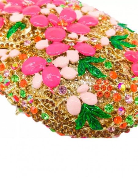 Bolso de fiesta realizado en metal con incrustaciones de cristal y esmalte invitada boda