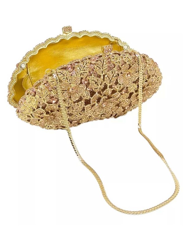 Jeweled handbag with flowers made with metal and crystals Lauren Lynn London Accessories - 1 2