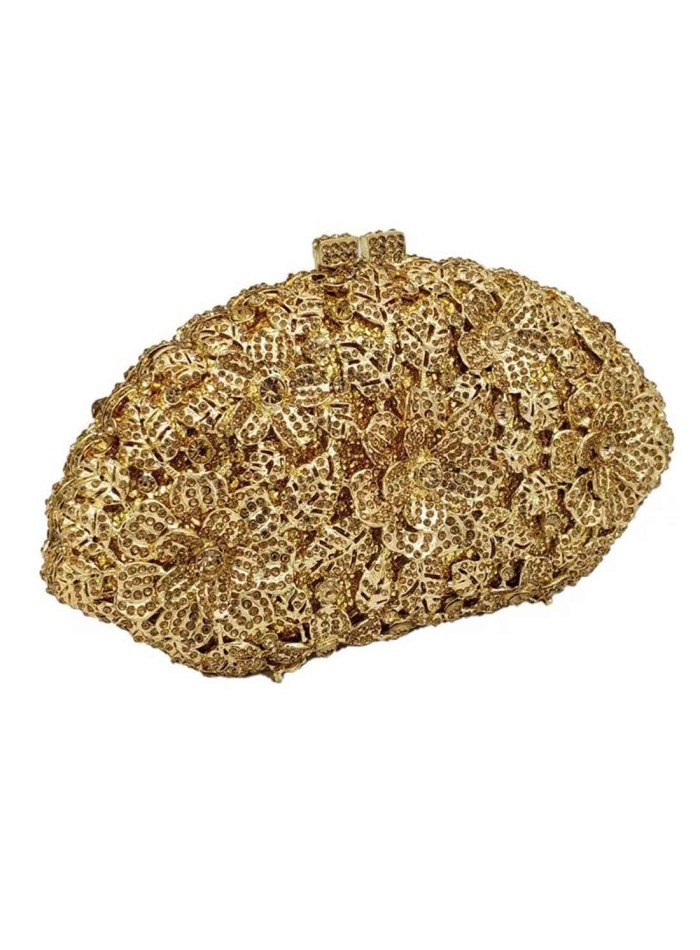 Bolso de fiesta de metal con decoración en forma de flores y cristales invitada boda