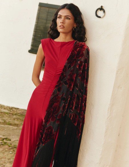 Guest jumpsuit with pleated bodice and palazzo pants