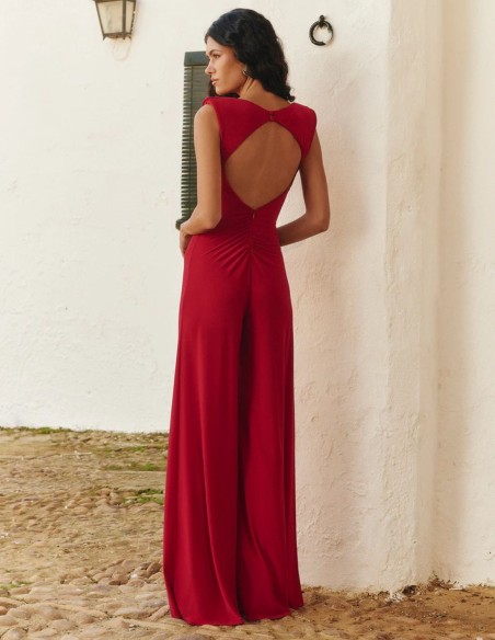 Combinaison d'invité avec corsage à volants et pantalon palazzo