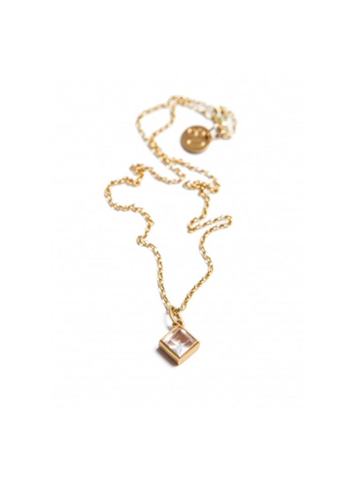 Golden pendant with faceted beryl rhombus by Eme Jewels