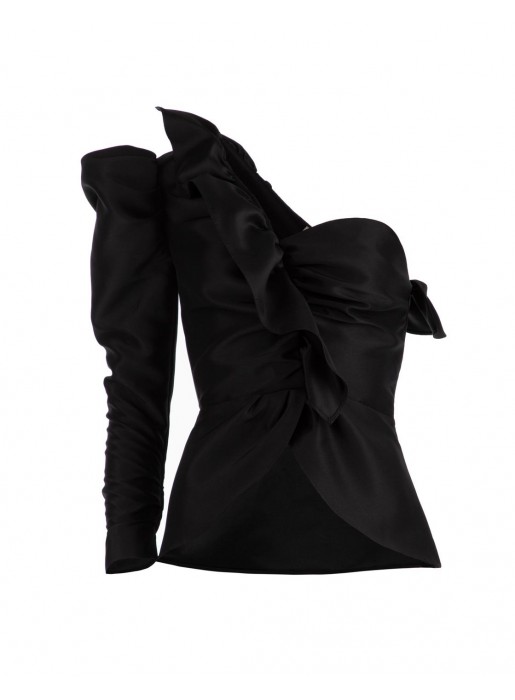 Black Asymmetric top with ruffles