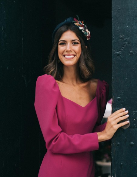 Diadema azul marino con adorno floral en lateral Cala by Lilian - 3