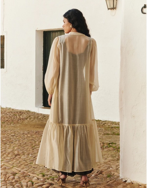 Ecru tone organza jacket with midi cut 2