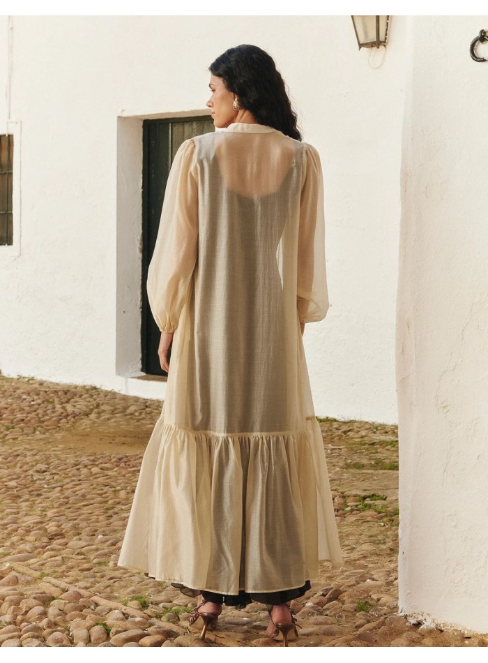 Ecru tone organza jacket with midi cut