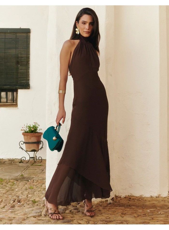 Vestido midi marrón