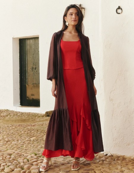 copy of Ecru tone organza jacket with midi cut