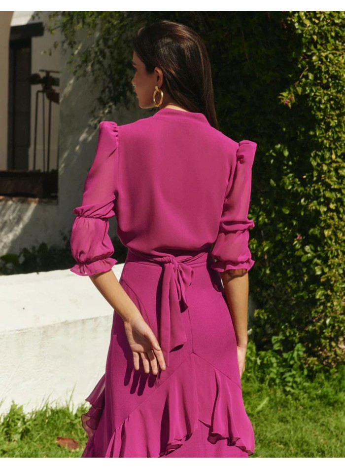 Bougainvillea party crop top in flowing fabric...