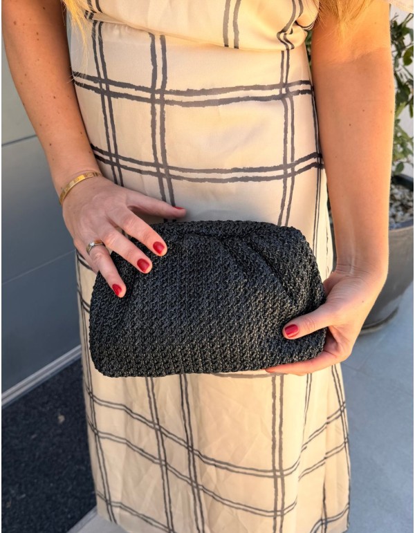 Sac à main en raphia noir pour invités