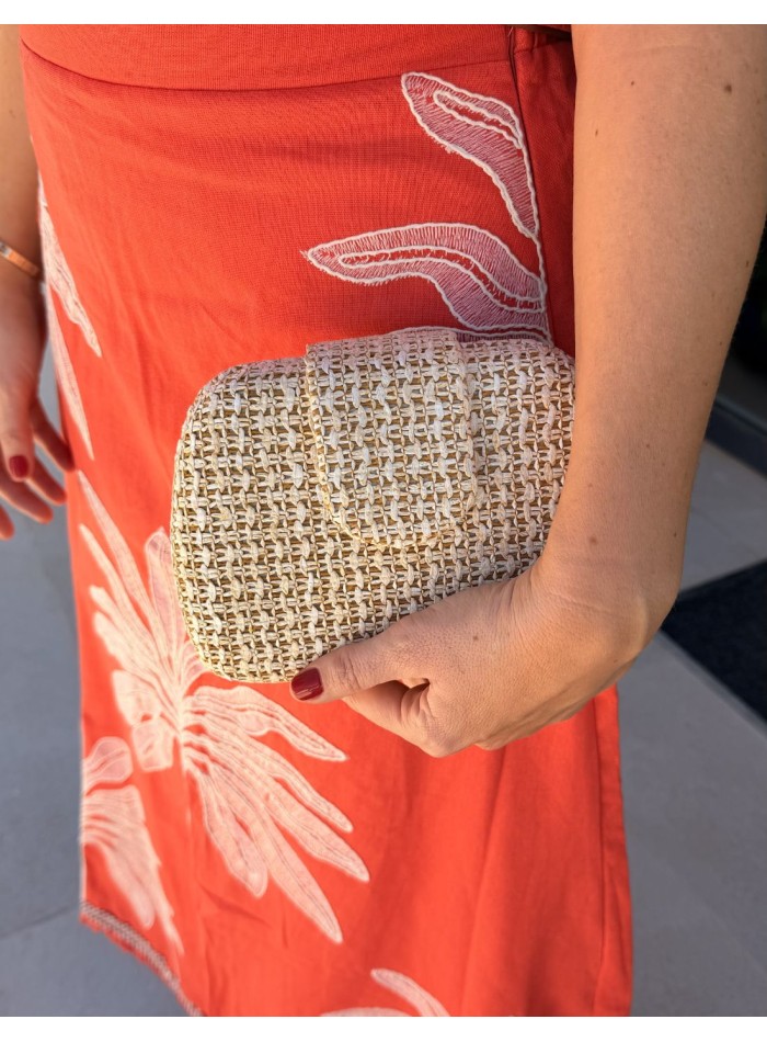 Bolso para invitada de rafia con cierre
