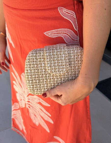 Sac à main pour invités en raphia avec fermeture éclair