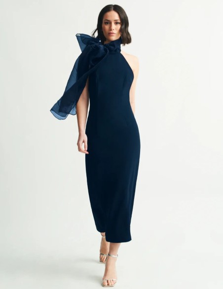 Vestido midi azul marino