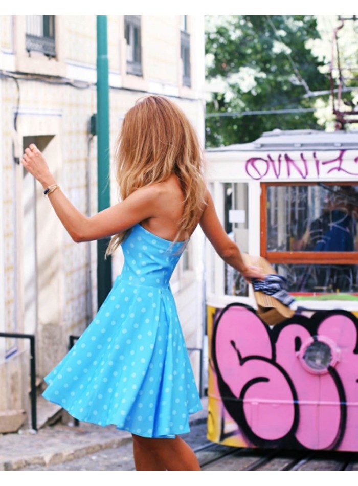 Strapless Polka-dot cocktail dress - A trendy Life