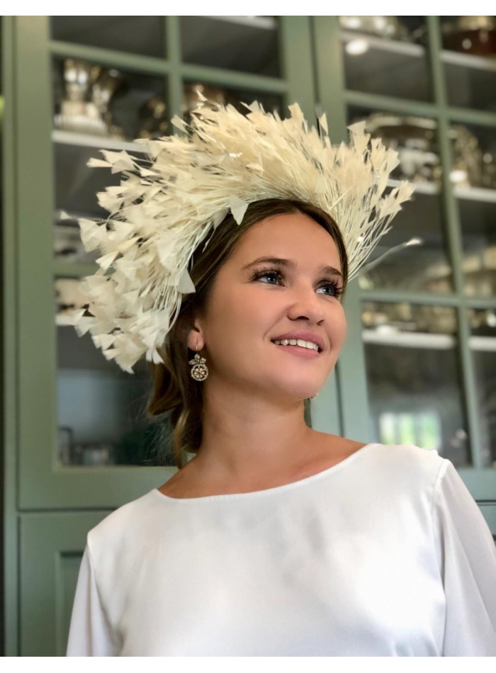 Natural feathered wedding headdress Margarita Sangiovanni - 5