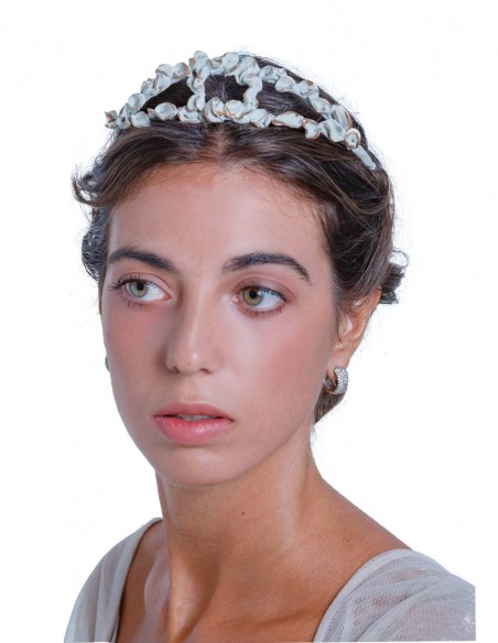 Green and gold resin tiara by Margarita Sangiovanni