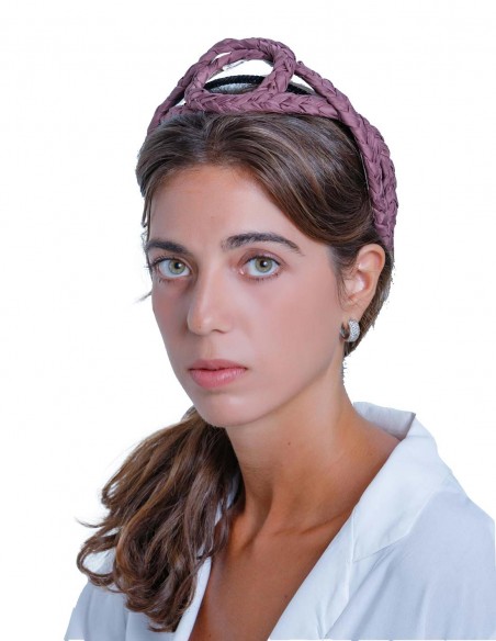 Aubergine cross-braided headband by Margarita Sangiovanni