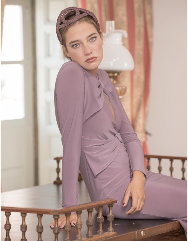 Diadema de trenzas cruzadas berenjena de Margarita Sangiovanni 2