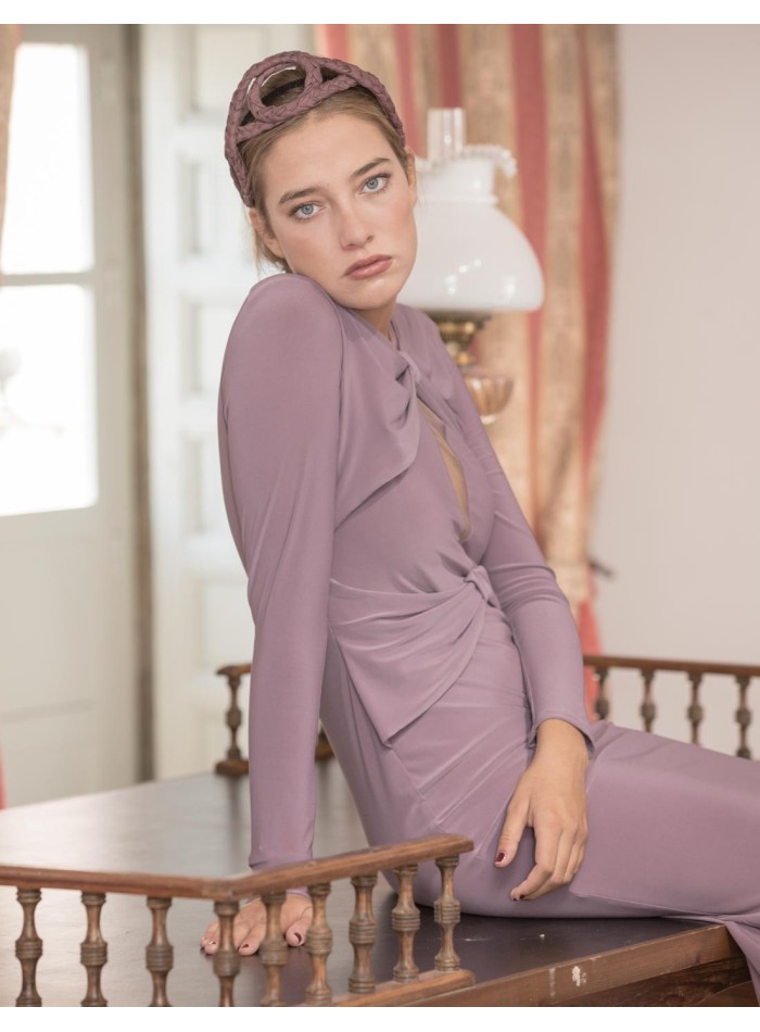 Diadema de trenzas cruzadas berenjena