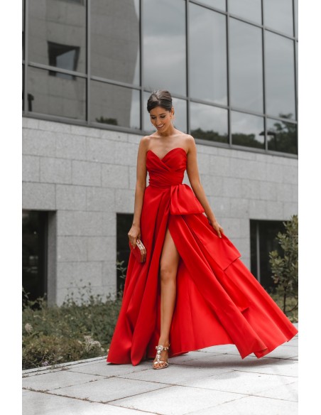 Red maxi party dress heart neckline - INVITADA PERFECTA Elsa Barreto - 2
