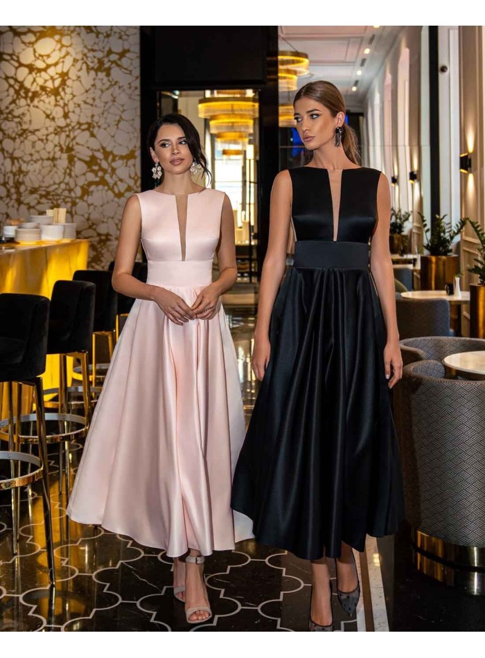 Vestido midi de fiesta con falda fluida