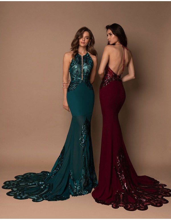 Mermaid cut evening dress with sequins-2 2