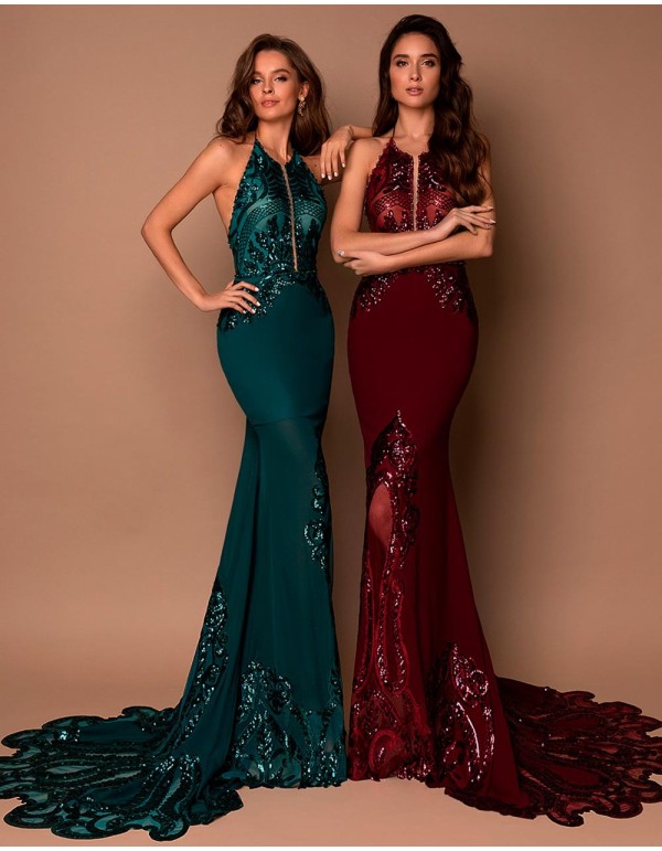 Mermaid cut evening dress with sequins-2