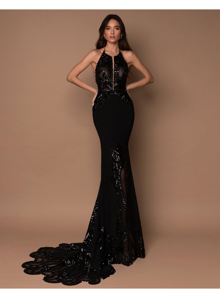 Mermaid cut evening dress with sequins-1