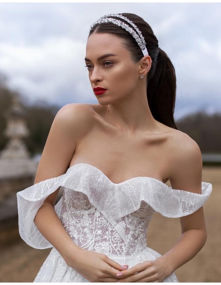 Diadema doble de pedrería para novia-1