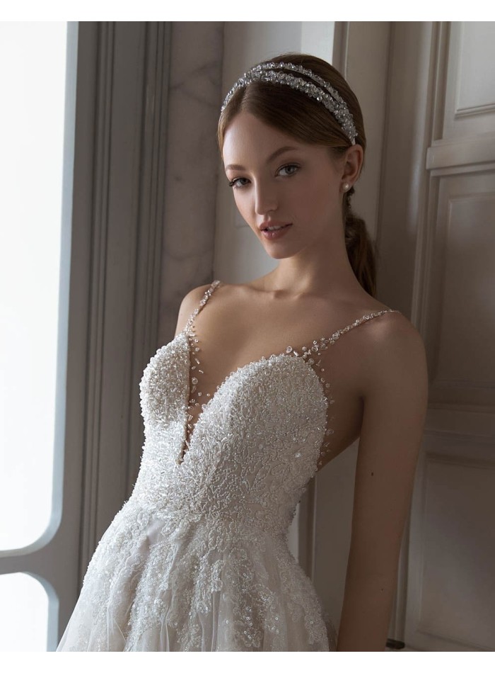 Diadema doble de pedrería para novia-3