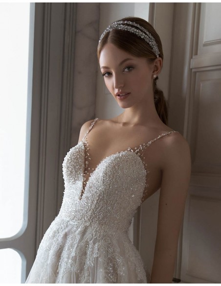 Diadema doble de pedrería para novia-3