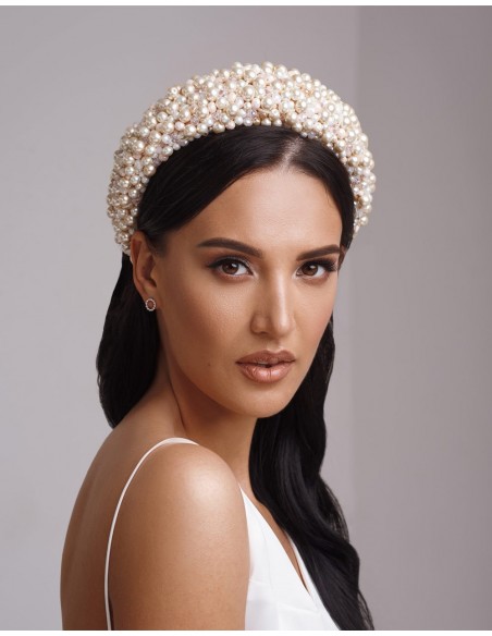 Thick headband with pearls and crystals for brides or guests
